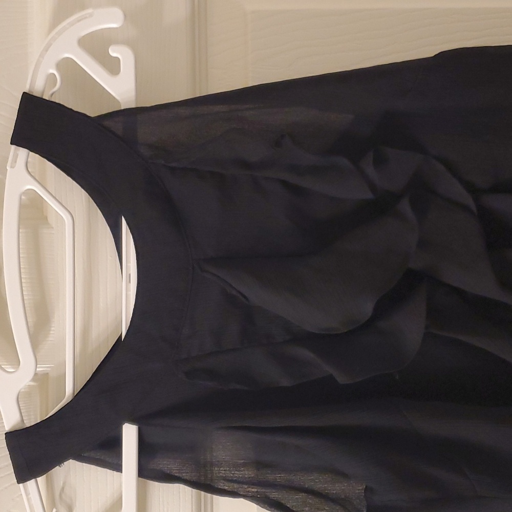 Sleeveless Black Tunic, Ruffles, Button Back, Small, Merona - Picture 5 of 8